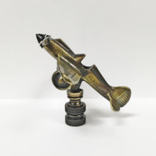 Load image into Gallery viewer, AIRPLANE Lamp Finial, Aged Brass Finish, Highly detailed metal casting