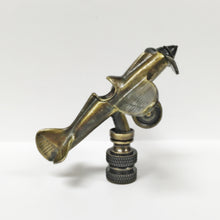 Load image into Gallery viewer, AIRPLANE Lamp Finial, Aged Brass Finish, Highly detailed metal casting