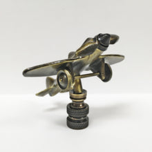 Load image into Gallery viewer, AIRPLANE Lamp Finial, Aged Brass Finish, Highly detailed metal casting