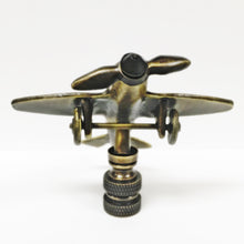 Load image into Gallery viewer, AIRPLANE Lamp Finial, Aged Brass Finish, Highly detailed metal casting