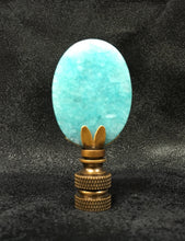 Load image into Gallery viewer, AMAZONITE Oval Stone Lamp Finial with AB,PB or SN Base (1-PC.)