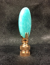 Load image into Gallery viewer, AMAZONITE Oval Stone Lamp Finial with AB,PB or SN Base (1-PC.)