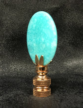 Load image into Gallery viewer, AMAZONITE Oval Stone Lamp Finial with AB,PB or SN Base (1-PC.)