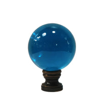 Load image into Gallery viewer, LARGE GLASS ORB-Lamp Finial-AQUA, Solid Brass Base, 3-Finishes