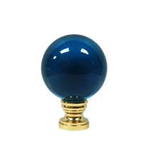 Load image into Gallery viewer, LARGE GLASS ORB-Lamp Finial-AQUA, Solid Brass Base, 3-Finishes