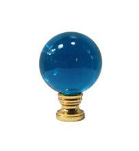 Load image into Gallery viewer, LARGE GLASS ORB-Lamp Finial-AQUA, Solid Brass Base, 3-Finishes