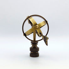 Load image into Gallery viewer, ARMILLARY SUNDIAL Lamp Finial, Aged Brass Finish, Highly detailed metal casting