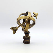 Load image into Gallery viewer, ARMILLARY SUNDIAL Lamp Finial, Aged Brass Finish, Highly detailed metal casting