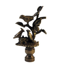 Load image into Gallery viewer, BIRDS IN BRANCHES Lamp Finial-Aged Brass Finish, Highly detailed metal casting