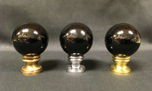 Load image into Gallery viewer, BLACK OBSIDIAN-Stone Sphere Lamp Finial-on Pedestal Base, Available in 3 Finishes (1 Pc.)