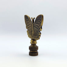 Load image into Gallery viewer, BUTTERFLY Lamp Finial, Aged Brass Finish, Highly detailed metal casting