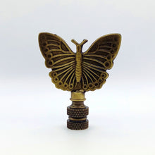 Load image into Gallery viewer, BUTTERFLY Lamp Finial, Aged Brass Finish, Highly detailed metal casting