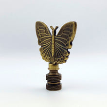 Load image into Gallery viewer, BUTTERFLY Lamp Finial, Aged Brass Finish, Highly detailed metal casting