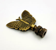 Load image into Gallery viewer, BUTTERFLY Lamp Finial, Aged Brass Finish, Highly detailed metal casting