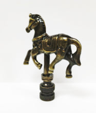 Load image into Gallery viewer, CAROUSEL HORSE Lamp Finial, Aged Brass Finish, Highly detailed metal casting
