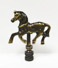 Load image into Gallery viewer, CAROUSEL HORSE Lamp Finial, Aged Brass Finish, Highly detailed metal casting