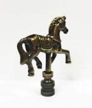 Load image into Gallery viewer, CAROUSEL HORSE Lamp Finial, Aged Brass Finish, Highly detailed metal casting