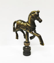 Load image into Gallery viewer, CAROUSEL HORSE Lamp Finial, Aged Brass Finish, Highly detailed metal casting