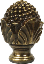 Load image into Gallery viewer, FLOWER BUD Solid Cast Brass Lamp Finial, Highly Detailed w/Dual Threads Available in Antique Brass or Polished Brass Finish (1Pc.)