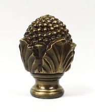 Load image into Gallery viewer, FLOWER BUD Solid Cast Brass Lamp Finial, Highly Detailed w/Dual Threads Available in Antique Brass or Polished Brass Finish (1Pc.)