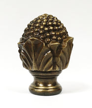 Load image into Gallery viewer, FLOWER BUD Solid Cast Brass Lamp Finial, Highly Detailed w/Dual Threads Available in Antique Brass or Polished Brass Finish (1Pc.)