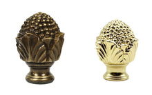 Load image into Gallery viewer, FLOWER BUD Solid Cast Brass Lamp Finial, Highly Detailed w/Dual Threads Available in Antique Brass or Polished Brass Finish (1Pc.)