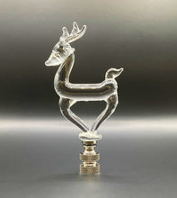 Load image into Gallery viewer, Holiday-Christmas Lamp Finial, Clear GLASS REINDEER-Polished Nickel Base