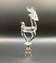 Load image into Gallery viewer, Holiday-Christmas Lamp Finial, Clear GLASS REINDEER-Polished Nickel Base