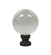 Load image into Gallery viewer, LARGE GLASS ORB-Lamp Finial-CLEAR, Solid Brass Base, 3-Finishes