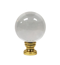 Load image into Gallery viewer, LARGE GLASS ORB-Lamp Finial-CLEAR, Solid Brass Base, 3-Finishes