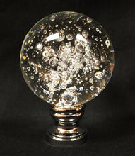 Load image into Gallery viewer, Large Clear BUBBLE GLASS ORB Lamp Finial-on Pedestal Base, AB, PB or CH Finish (1 Pc.)