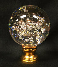 Load image into Gallery viewer, Large Clear BUBBLE GLASS ORB Lamp Finial-on Pedestal Base, AB, PB or CH Finish (1 Pc.)