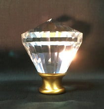 Load image into Gallery viewer, CROWN DIAMOND Optic Glass Crystal Lamp Finial-Chrome or Satin Brass Finish