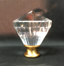 Load image into Gallery viewer, CROWN DIAMOND Optic Glass Crystal Lamp Finial-Chrome or Satin Brass Finish