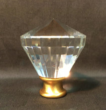 Load image into Gallery viewer, CROWN DIAMOND Optic Glass Crystal Lamp Finial-Chrome or Satin Brass Finish