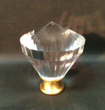 Load image into Gallery viewer, CROWN DIAMOND Optic Glass Crystal Lamp Finial-Chrome or Satin Brass Finish