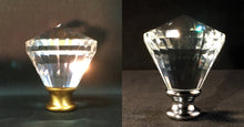 Load image into Gallery viewer, CROWN DIAMOND Optic Glass Crystal Lamp Finial-Chrome or Satin Brass Finish