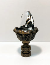 Load image into Gallery viewer, ACANTHUS ACORN w-Crystal Top Lamp Finial, Aged Brass Finish, Highly detailed metal casting