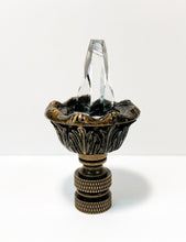 Load image into Gallery viewer, ACANTHUS ACORN w-Crystal Top Lamp Finial, Aged Brass Finish, Highly detailed metal casting
