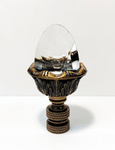 Load image into Gallery viewer, ACANTHUS ACORN w-Crystal Top Lamp Finial, Aged Brass Finish, Highly detailed metal casting