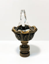 Load image into Gallery viewer, ACANTHUS ACORN w-Crystal Top Lamp Finial, Aged Brass Finish, Highly detailed metal casting