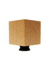 Load image into Gallery viewer, WOOD CUBE Solid Beech Lamp Finial W/Dual Thread Base in 4 Plated Finishes
