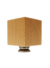 Load image into Gallery viewer, WOOD CUBE Solid Beech Lamp Finial W/Dual Thread Base in 4 Plated Finishes