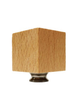 Load image into Gallery viewer, WOOD CUBE Solid Beech Lamp Finial W/Dual Thread Base in 4 Plated Finishes