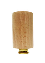 Load image into Gallery viewer, WOOD CYLINDER Solid Beech Lamp Finial W/Dual Thread Base in 4 Plated Finishes