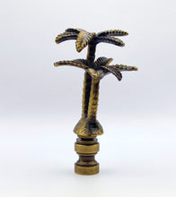 Load image into Gallery viewer, COCONUT PALM TREE Lamp Finial, Aged Brass Finish, Highly detailed metal casting