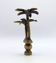 Load image into Gallery viewer, COCONUT PALM TREE Lamp Finial, Aged Brass Finish, Highly detailed metal casting