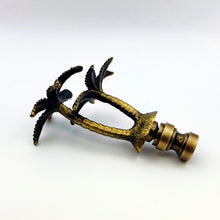 Load image into Gallery viewer, COCONUT PALM TREE Lamp Finial, Aged Brass Finish, Highly detailed metal casting