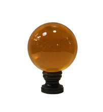 Load image into Gallery viewer, LARGE GLASS ORB-Lamp Finial-DARK AMBER, Solid Brass Base, 3-Finishes