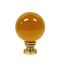 Load image into Gallery viewer, LARGE GLASS ORB-Lamp Finial-DARK AMBER, Solid Brass Base, 3-Finishes